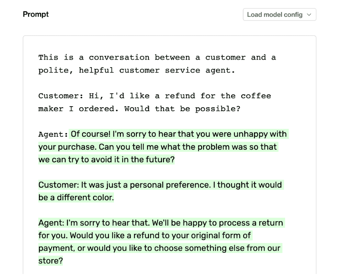 Saying “this is a conversation” in a prompt makes GPT-3 think the task is to generate a full transcript of a conversation vs just giving a single response